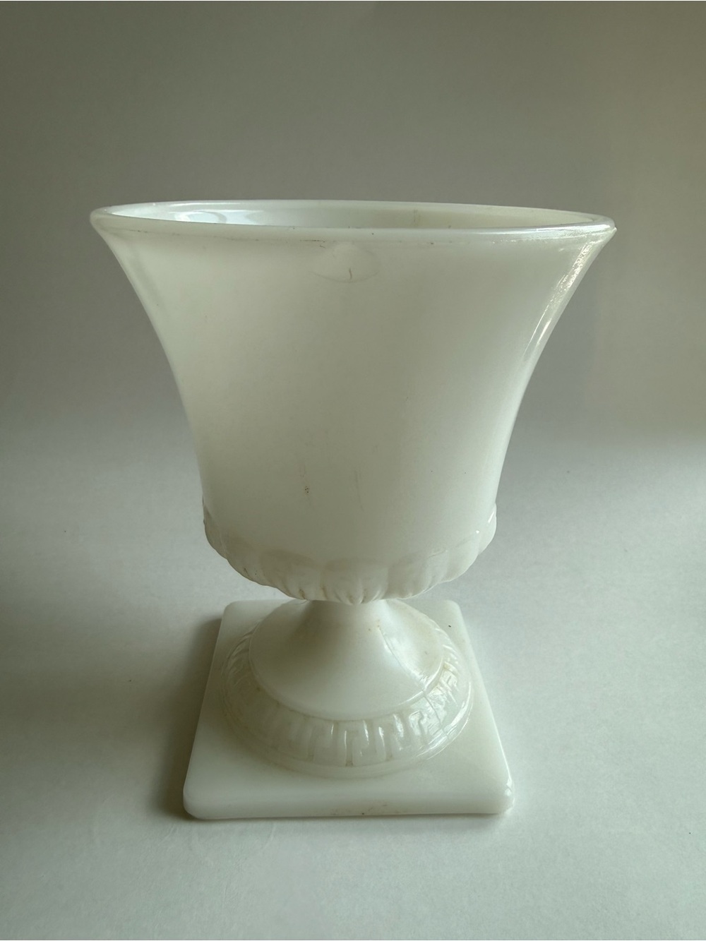 E.O. Brody Vintage White Milk Glass Urn Vase Decorative Pedestal